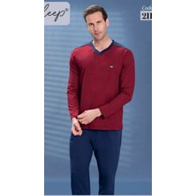 bebexy Bordo-Lacivert  Pijama Takımı Erkek