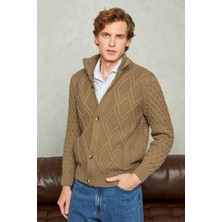 Erkek Kalın Örgü Triko Hırka Düğmeli ve Fermuarlı Cepli Klasik Kalıp - 5248M