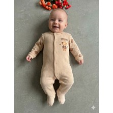 Zm Kids Yenidoğan Unisex Kahverengi Patikli Tulum