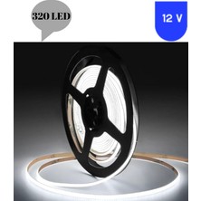 Powerr Led Aydınlatma 12 Volt 8 mm 320 Ledli Esnek Cob Şerit 6500 K Beyaz Iç Mekan 5 Metre