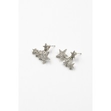 Sose Moda Çoklu Yıldızlı Gümüş Vip Küpe – Zirkon Taşlı, Işıltılı ve Vidalı Tasarım