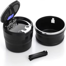 Koto Araba Sigara Küllük LED Işıklı Kapaklı Porselen Araç Küllüğü Krom