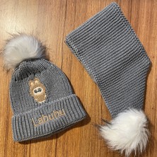 Linotti Labubu Nakışlı Çocuk Atkı Bere Takımı 2-8 Yaş 101225