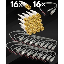 Bnc-Bnc+Power Kaliteli Konnektör Ahd 16'lı Set