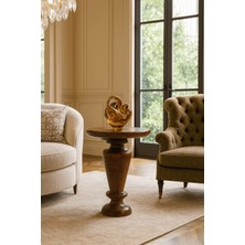 Doğal Ahşap Mantar Sehpa – Fındık Renk Tekli Masif Yan Sehpa