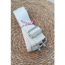 Nga's Krem Yüksek Kaliteli Ayarlanabilir Çanta Askısı, Çapraz Çanta Askısı Gümüş Toka Detaylı Omuz Askısı