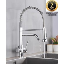 OEM Mutfak Evye Bataryası Dual Flow Su Arıtma Çıkışlı Spiralli ve Fiskiyeli 7 Yıl Garanti Ithal Krom