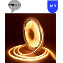 Powerr Led Aydınlatma 12 Volt 8 mm 320 Ledli Esnek Cob Şerit 2700 K Günışığı Iç Mekan 5 Metre