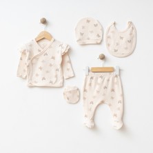 Zm Kids Esya Baby Kız Bebek 0-3 Ay Fiyonk Desenli 4'lü Hastane Çıkışı