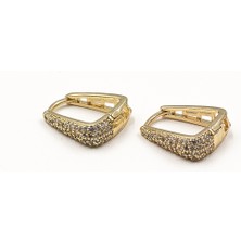 Sose Moda Modern Üçgen Formlu Xuping Küpe - Gerçek Zirkon Taşlı Gold
