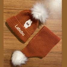 Linotti Labubu Nakışlı Çocuk Atkı Bere Takımı 2-8 Yaş 101225