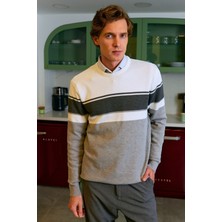 Erkek Sıfır Yaka Kazak Triko Petek Örgü Desenli Klasik Kalıp - 5244C