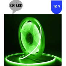 Powerr Led Aydınlatma 12 Volt 8 mm 320 Ledli Esnek Cob Şerit Yeşil Iç Mekan 5 Metre