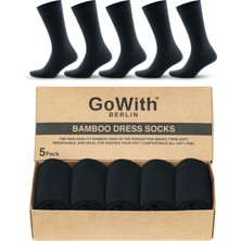 Gowith 5'li Bambu Likralı Dikişsiz 200 İğne Yıkamalı Esnek Sıkmayan Kaliteli Elegance Kutulu Siyah Soket Erkek Çorabı 3557