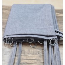 Ceylan Home Balkon Perdesi Bağcıklı Halkalı Ölçü Seçenekli Düz Gri