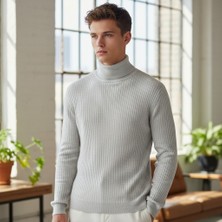 Mandala Tekstil Erkek Fitilli Yarım Boğazlı Kazak