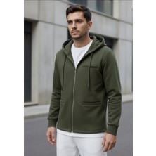 Black Steel Kapşonlu Fermuarlı Erkek Hırka