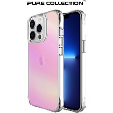 Bix iPhone 13 Pro Max Pure Rainbow Renk Geçişli Şeffaf Kılıf Çizilmeye Dayanıklı Darbe Emici Parmak Izi Önleyici Pembe