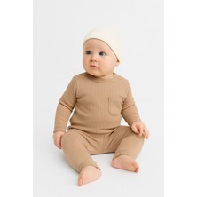 Zm Kids Esya Baby Unisex 6-9-12-18 Ay Bej Cepli Fitilli Alt-Üst Takım