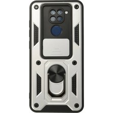 Techmrt Newface Xiaomi Redmi Note 9 Kılıf Pars Lens Yüzüklü Silikon - Gümüş