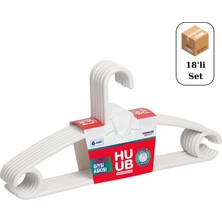 Huub Hanger Collection 18 Adet Plastik Organizer Askı, Plastik Askı, Elbise Askısı, Kıyafet Askısı, Kancalı Askı