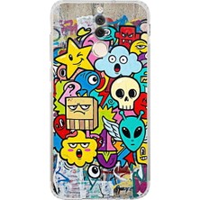 PrintiFy Huawei Mate 10 Lite ile Uyumlu Grafiti Doodle Tasarımlı Şeffaf Silikon Kılıf
