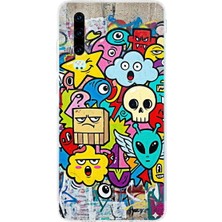 PrintiFy Huawei P30 ile Uyumlu Grafiti Doodle Tasarımlı Şeffaf Silikon Kılıf