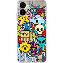 PrintiFy Tecno Camon 19 Neo ile Uyumlu Grafiti Doodle Tasarımlı Şeffaf Silikon Kılıf