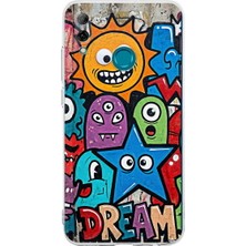PrintiFy Huawei P Smart 2019 ile Uyumlu Grafiti Dream Street Tasarımlı Şeffaf Silikon Kılıf