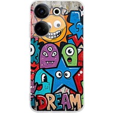 PrintiFy Tecno Camon 20 ile Uyumlu Grafiti Dream Street Tasarımlı Şeffaf Silikon Kılıf