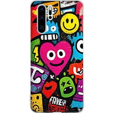 PrintiFy Huawei P30 Pro ile Uyumlu Grafiti Aşk Tasarımlı Şeffaf Silikon Kılıf