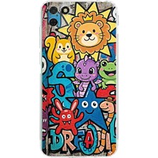PrintiFy Huawei Y5P ile Uyumlu Grafiti Star Team Tasarımlı Şeffaf Silikon Kılıf