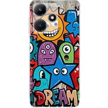 PrintiFy Infinix Hot 30I ile Uyumlu Grafiti Dream Street Tasarımlı Şeffaf Silikon Kılıf