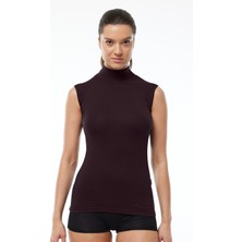 Malabadi Kadın Kahverengi Kolsuz Yarım Balıkçı Yaka Modal Body – Esnek Yumuşak Modal Kumaş 1044