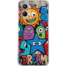 PrintiFy Oppo A96 ile Uyumlu Grafiti Dream Street Tasarımlı Şeffaf Silikon Kılıf