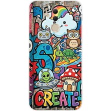 PrintiFy Huawei Mate 20 Lite ile Uyumlu Grafiti Create Art Tasarımlı Şeffaf Silikon Kılıf