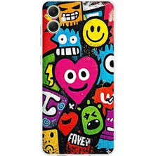 PrintiFy Samsung Galaxy A07 ile Uyumlu Grafiti Aşk Tasarımlı Şeffaf Silikon Kılıf