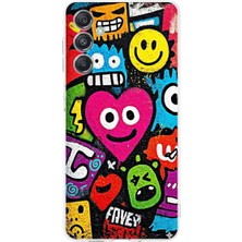 PrintiFy Samsung Galaxy M35 ile Uyumlu Grafiti Aşk Tasarımlı Şeffaf Silikon Kılıf