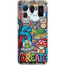 PrintiFy Xiaomi Mi 11 Ultra ile Uyumlu Grafiti Create Art Tasarımlı Şeffaf Silikon Kılıf