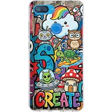PrintiFy Xiaomi Mi 8 Lite ile Uyumlu Grafiti Create Art Tasarımlı Şeffaf Silikon Kılıf