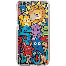 PrintiFy Huawei Y7 2018 ile Uyumlu Grafiti Star Team Tasarımlı Şeffaf Silikon Kılıf