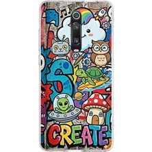 PrintiFy Xiaomi Mi 9t Pro ile Uyumlu Grafiti Create Art Tasarımlı Şeffaf Silikon Kılıf