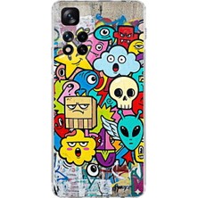 PrintiFy Xiaomi Redmi Note 11 Pro Plus 5g ile Uyumlu Grafiti Doodle Tasarımlı Şeffaf Kılıf
