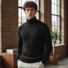 Mandala Tekstil Erkek Fitilli Yarım Boğazlı Kazak