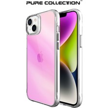 Bix iPhone 14 Plus / 15 Plus Pure Rainbow Renk Geçişli Şeffaf Kılıf Çizilmeye Dayanıklı Darbe Emici Pembe