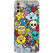 PrintiFy Huawei P Smart Pro ile Uyumlu Grafiti Doodle Tasarımlı Şeffaf Silikon Kılıf