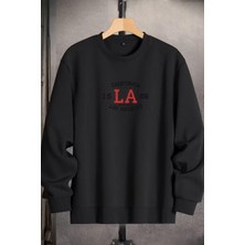 EYDAMOON Unisex Kışlık Pamuklu California Los Angeles Baskılı Regular Bisiklet Yaka Sweatshirt