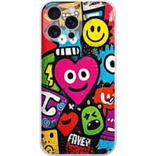 PrintiFy iPhone 16 Pro Max ile Uyumlu Grafiti Aşk Tasarımlı Şeffaf Silikon Kılıf