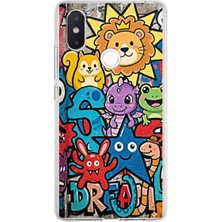 PrintiFy Xiaomi Mi 8 Se ile Uyumlu Grafiti Star Team Tasarımlı Şeffaf Silikon Kılıf