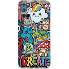 PrintiFy Oppo A72 ile Uyumlu Grafiti Create Art Tasarımlı Şeffaf Silikon Kılıf